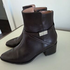 Boss Dark Brown Ankle Boots with Silver Accent